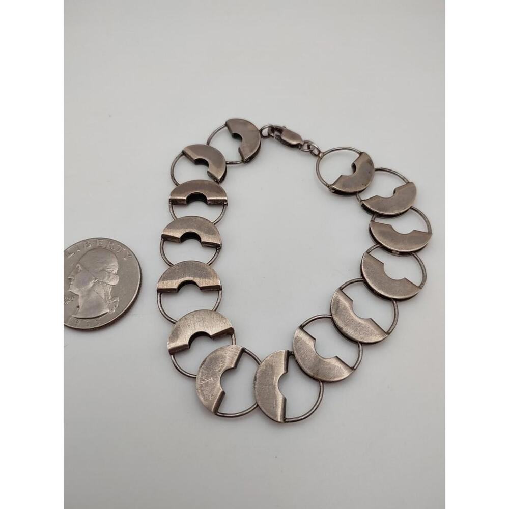 Vintage Mexican Modernist Sterling Silver Link Bracelet - Picture 5 of 6